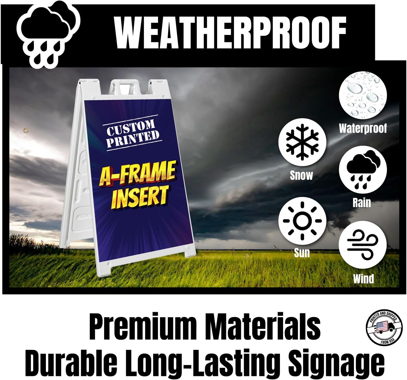 Custom Full A-Frame 24x36 Coroplast Signs, Sandwich Sign Board Panel Inserts, Fits All 24x36 A-Frames (Outdoor, Weatherproof Corrugated Plastic) (1)