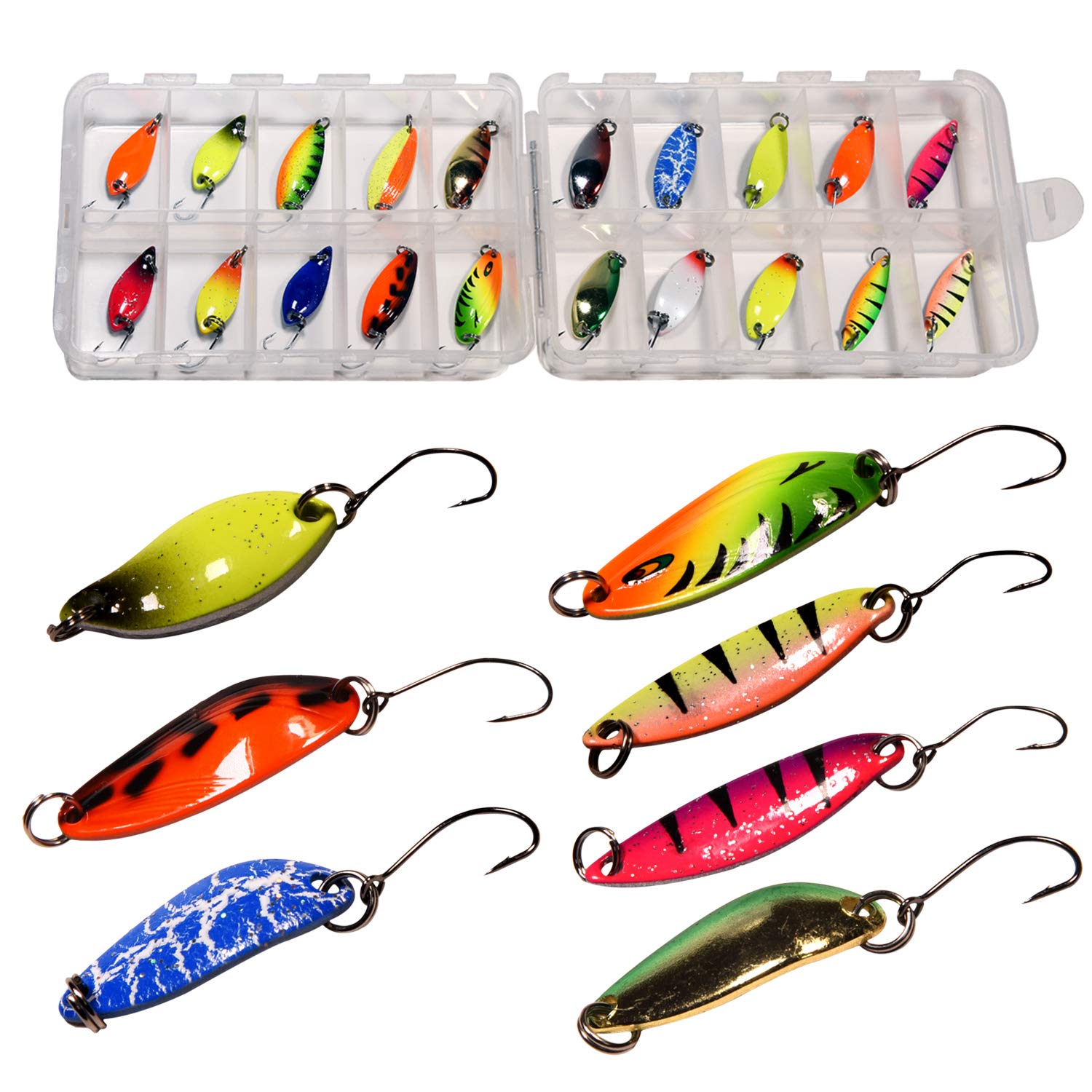 THKFISH 12 Pezzi/20 Pezzi/15 Pezzi Cucchiaino Esca da Pesca Esche Artificiali Spinning Pesca Cucchiaini Jig per Trota Lago