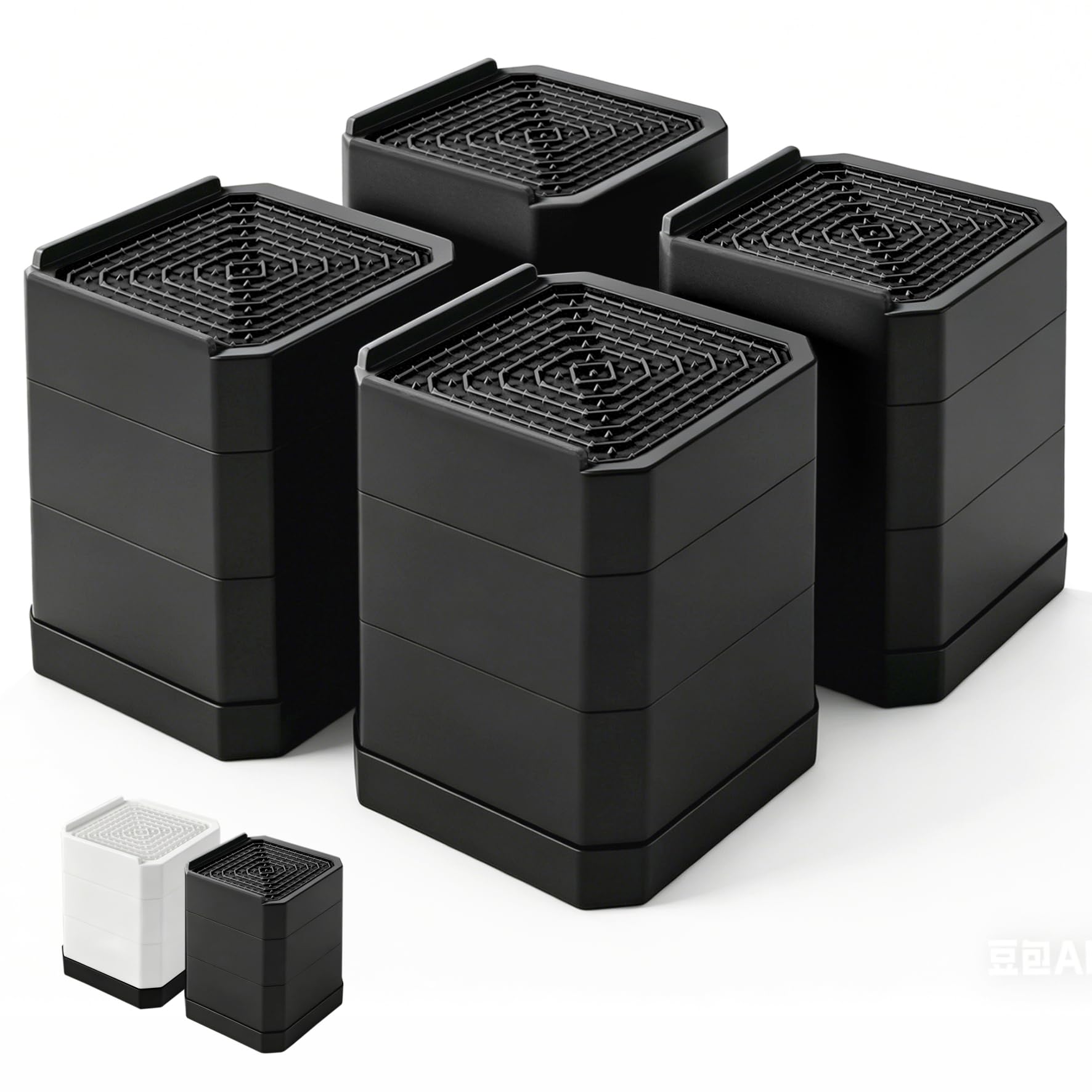 MixDora Bed Risers 1.5 or 3 or 4.3 Inch Stackable Furniture Risers Adjustable L-Shape Chair Raisers for Sofas Couches Table Set of 4 Pack Black(3 Layer(4.3 Inch))
