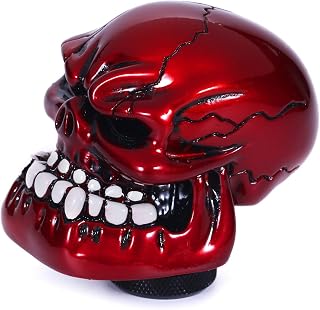 Bashineng Red Skull Shift Knob - Universal Gear Shifter Handle for Manual/Auto Cars Trucks SUVs w/ 3 Adapters