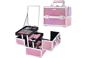 Joligrace Girls Makeup Box: Portable Cosmetic Case for Girls with Trays and Mirror