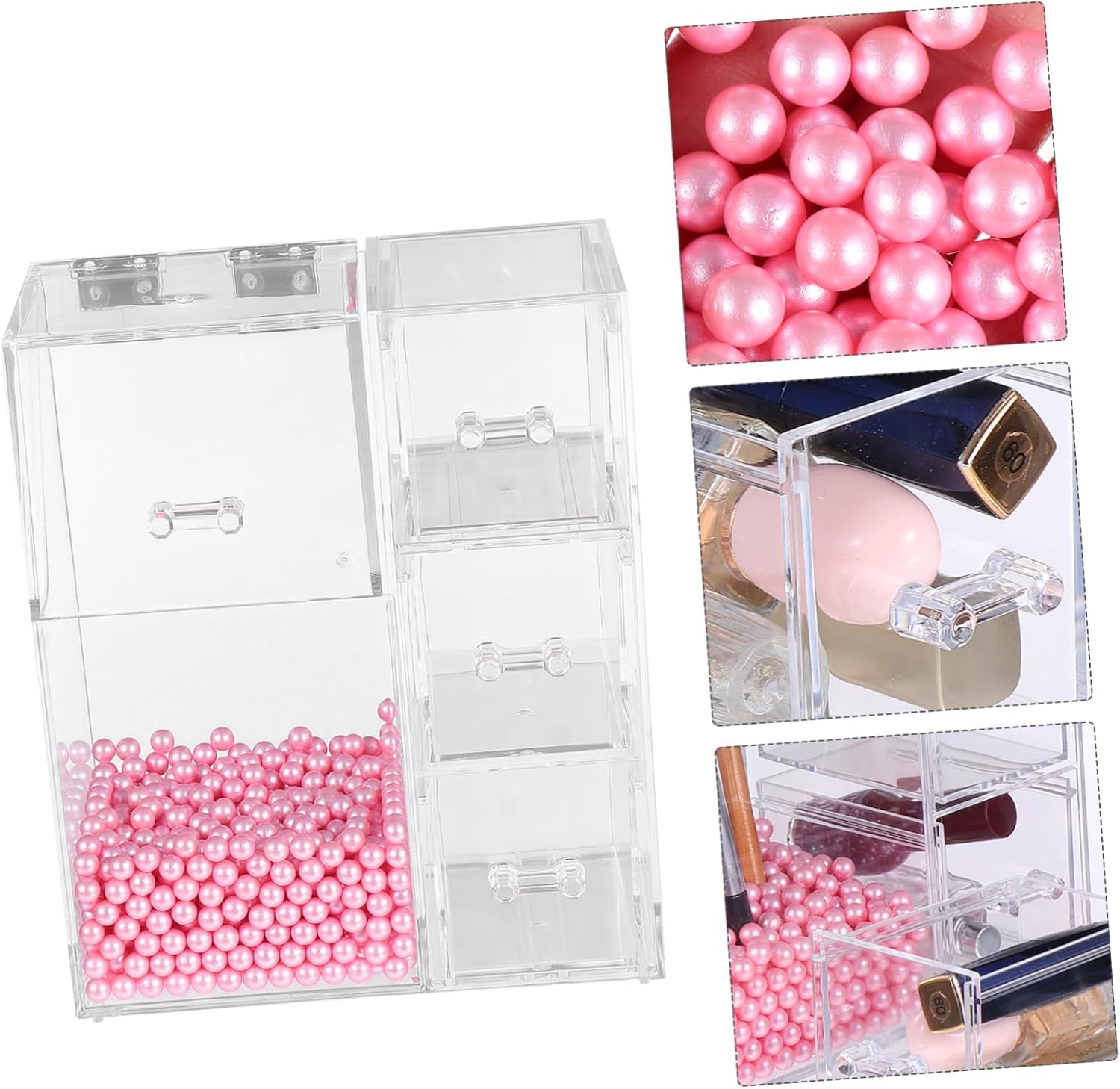 Makeup Box Organizer Cosmetic Storage Lid for Brushes Tools and Accessories Stylish Makeup Display Case for Vanity and Countertop