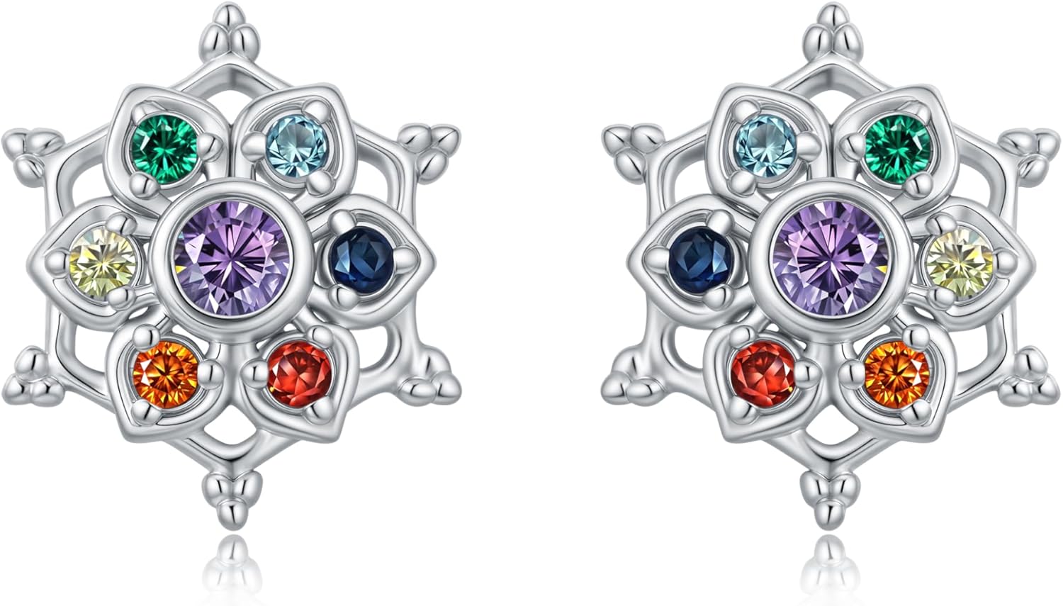925 Sterling Silver Mandala Chakra Earrings Yoga Lotus Flower Stud Earrings 7 Chakra Jewelry Gifts for Women Hypoallergenic