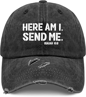 Here Am I Sends Me Hat for Men Soft Washed Distressed Baseball Cap