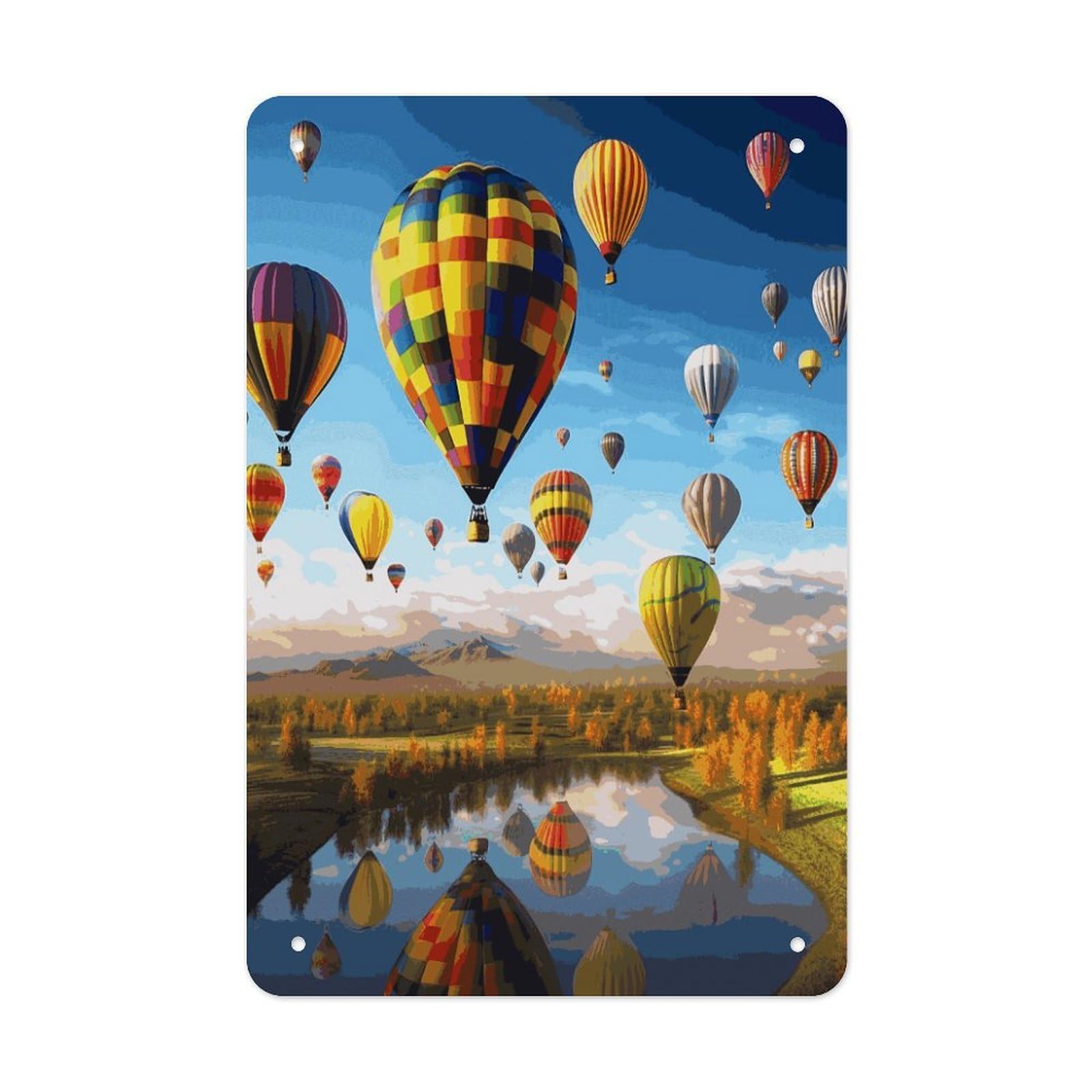 Btcowzrv Style Hot Air Balloons Metal Tin Sign Wall Decor Hanging Plaque