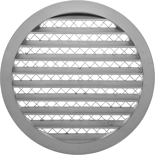 Rejilla de ventilación redonda de aleación de aluminio de 10 pulgadas con malla metálica (conducto Ø10 pulgadas  rejilla Ø11 pulgadas) HVAC.