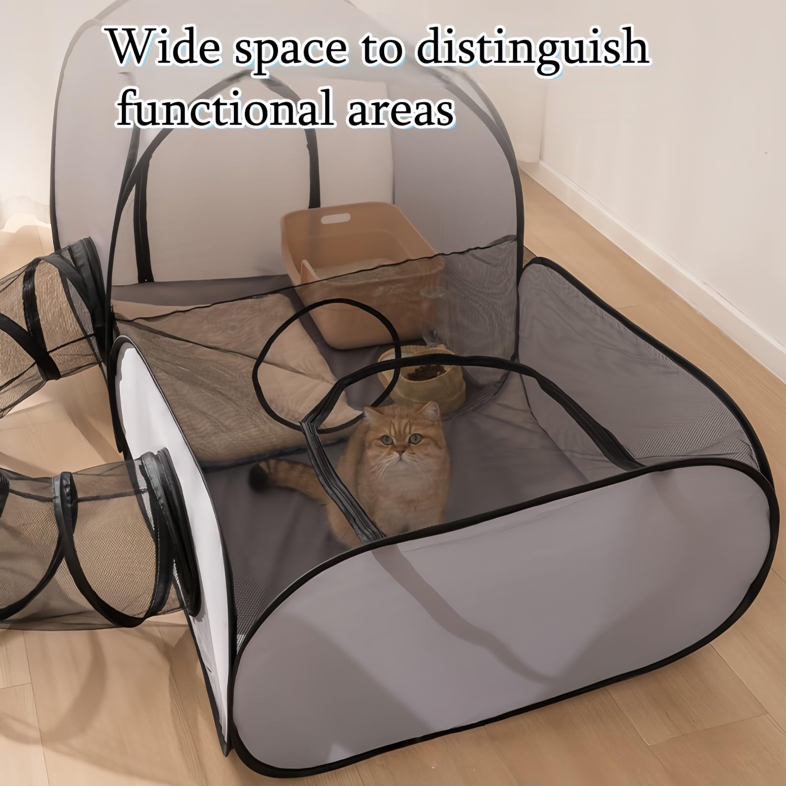 Genérico Parque para Gatos | Caseta Tienda y Corralito para Mascotas - Casa Plegable con Juguetes Interactivos Y Área De Ejercicio para Gatitos, Cachorros Y Mascotas Pequeñas En Viaje Y Exterior