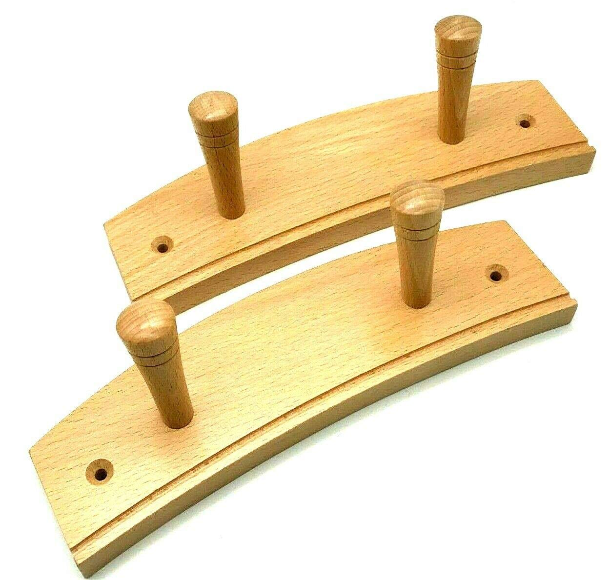 Douglas kane2 x Hat & coat hooks 2 large wooden peg door wall hanger wood hook rack