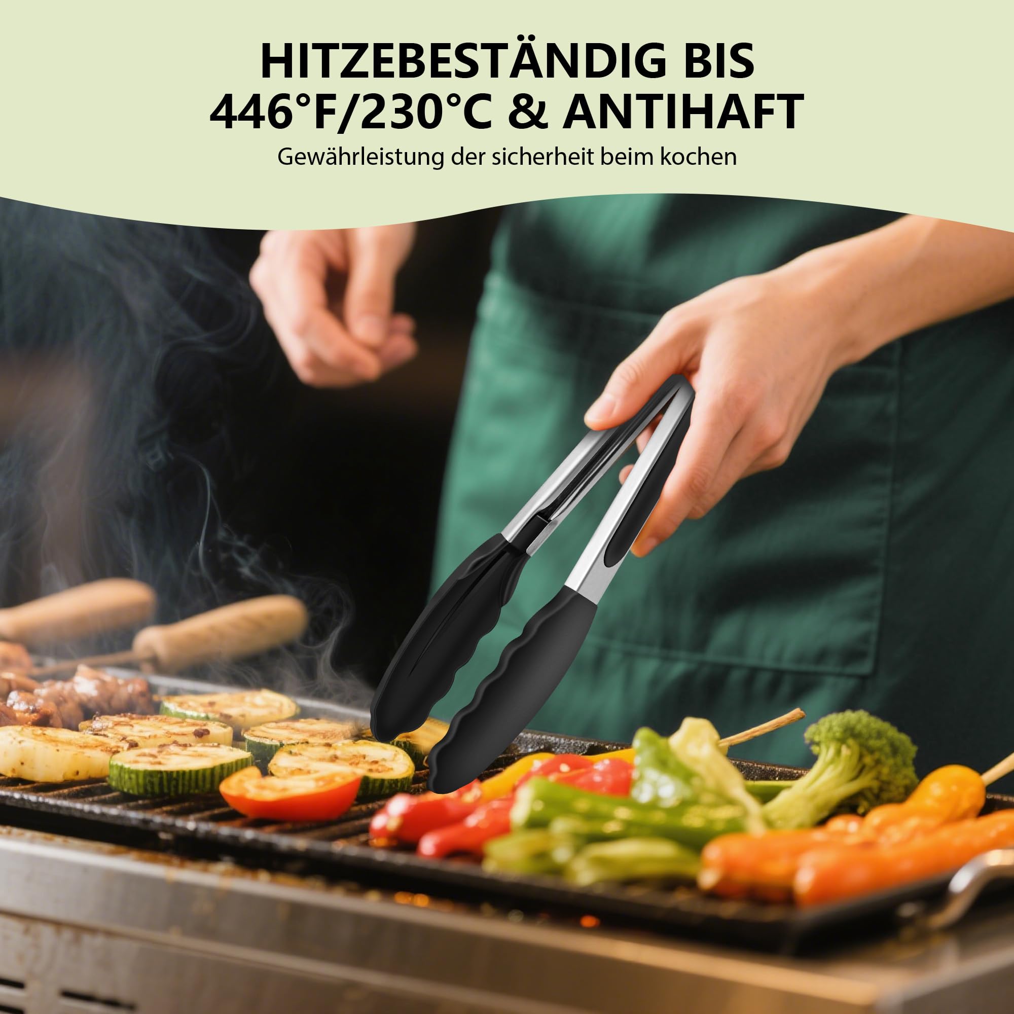 Image secondaire de Pinces de Cuisine, 26 cm Pinces Alimentaires en Inox et Silicone Pince de service pour Barbecue, Air Fryer et Cuisine, Facile à 