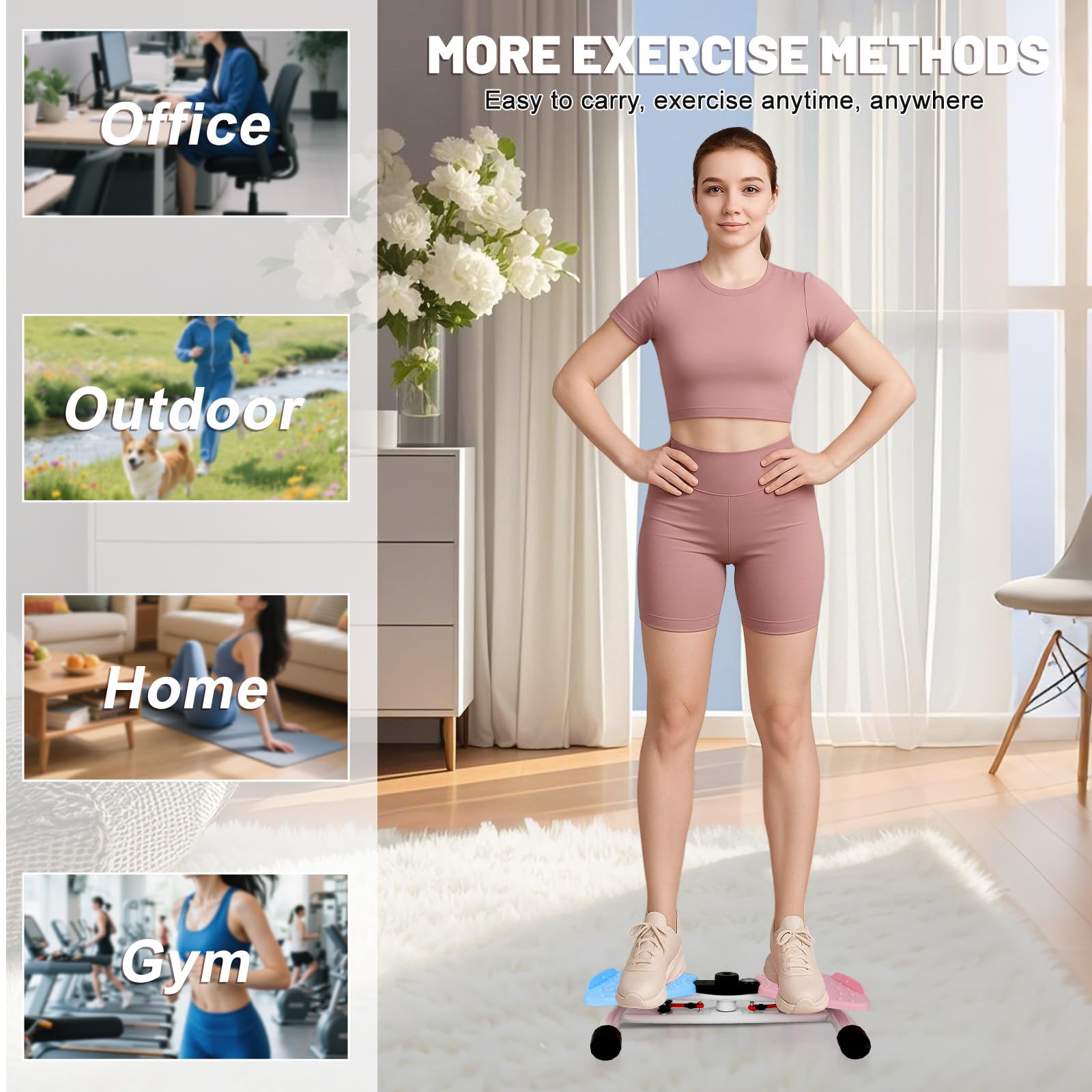 Máquina de torsión de cintura, tabla de giro abdominal para ejercicio, ejercicio silencioso para equipo de gimnasio en casa, capacidad de 330 libras | Tiempo de pista, repeticiones, calorías con
