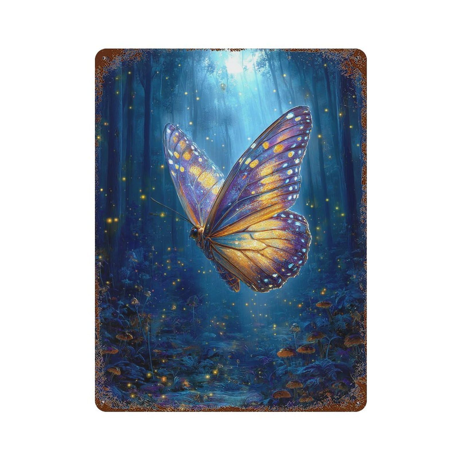 Garage Style Enchanted Forest Glow-3 Vintage Rust Metal Sign 15.7"x11.8", Novelty Wall Decor for Bar And Workshop
