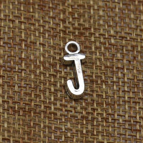 Miniatura 4 de HEALLILY 50 dijes de aleación con colgante de alfabeto inglés J para hacer joyas, accesorios para collares, pulseras, etc. (plata antigua)