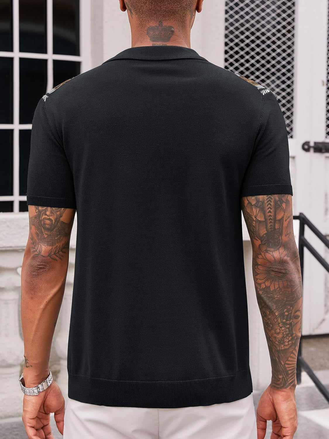 Runcati Mens Knit Polo Shirts Vintage Casual Short Sleeve Shirt Golf Button Down Old Money Sweater - Image 3