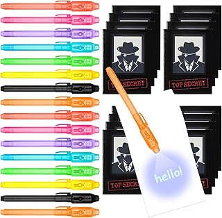 OFFCUP Boligrafo tinta invisível, 16 unidades lápis de espião com luz UV, Boli mágico, adequado para escrever mensagens secretas e festas infantis, presentes de aniversário para meninos e meninas (8