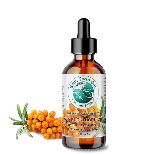 Bella Terra Oils - Aceite de espino amarillo orgánico de 2 onzas - Sumérgete en la rica esencia de bayas orgánicas de espino amarillo, repleto de disponible en Yaxa El Salvador