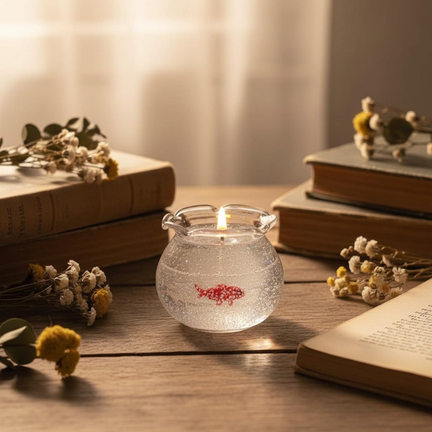 Mini Bubble Fish Tank Candle, Aesthetic Decor Cute Decorative Candles for Home, Goldfish Bubbles Candle for Home Room Desk Decor Party Favor Decorative Candlestick (Floral Fragrance*2+Ocean*2)