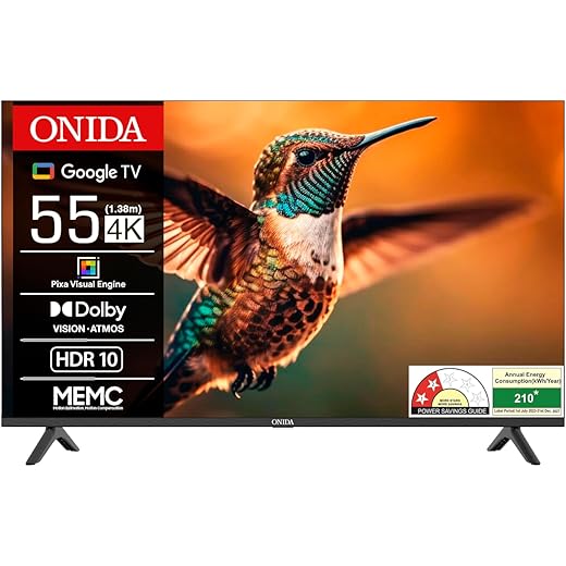 ONIDA 139 cm (55 inch) Nexg Series 4K Ultra HD LED Smart Google TV 55UIG (Black)