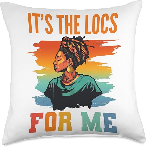 Locs Afro Dreadlocks Love Natural Beauty Hair It's the Locs for Me Afro Hair - Almohada negra de niña africana americana, 18 x 18 pulgadas,