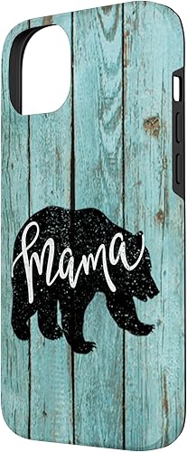 Miniatura 2 de Funda de madera rústica para iPhone 14 Plus con diseño de mamá oso
