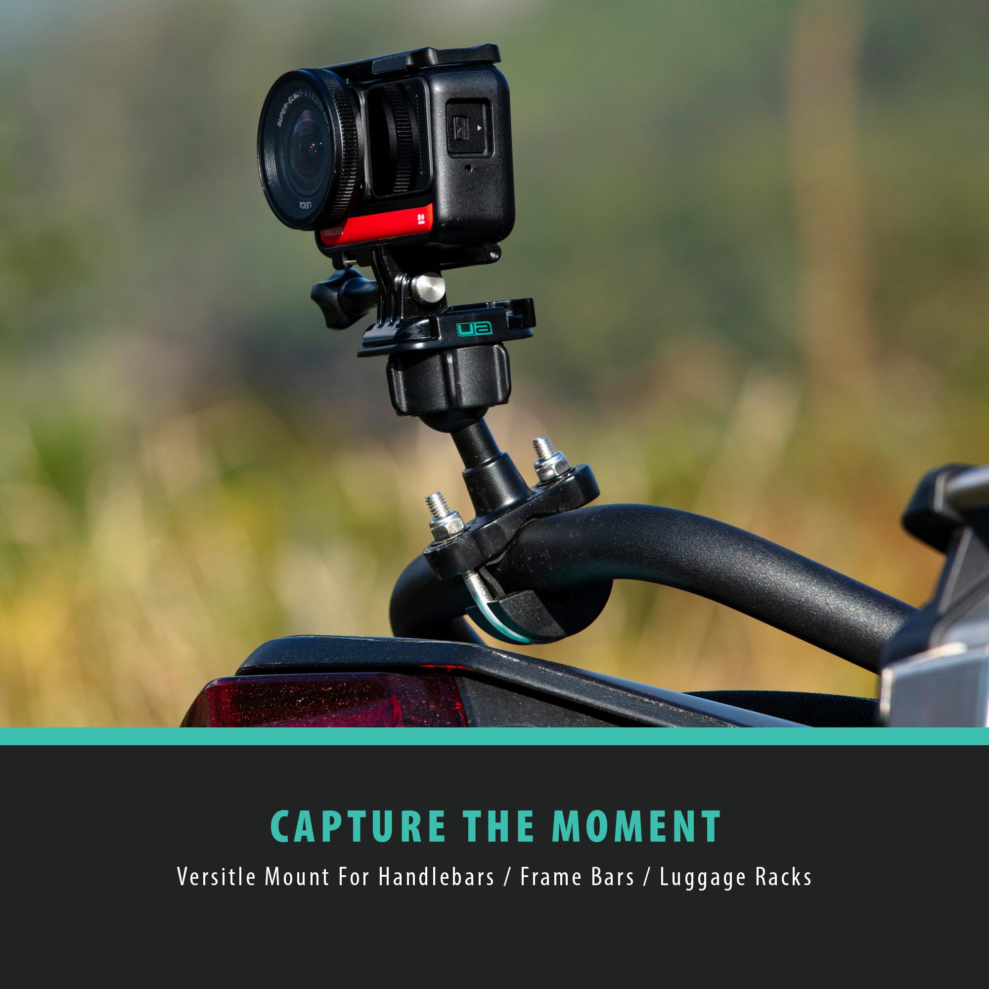 Ultimateaddons - Supporto per manubrio in metallo, compatibile con GoPro, Insta360, DJI Action Camera con adattatore per ringhiera, testa a sfera da 25 mm