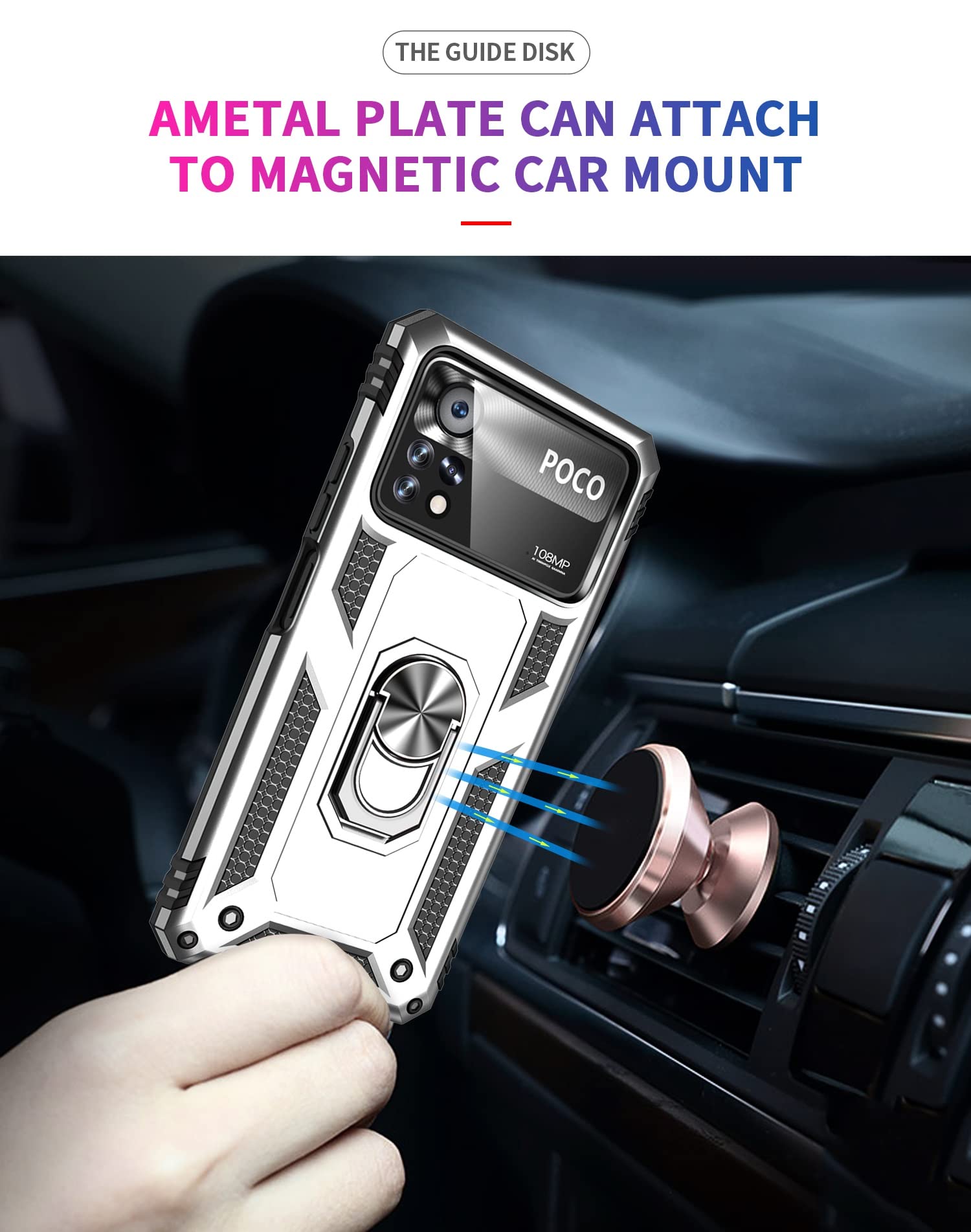 Cover Armor Poco X4 Pro 5G Blu: Supporto Magnetico e Slide Camera