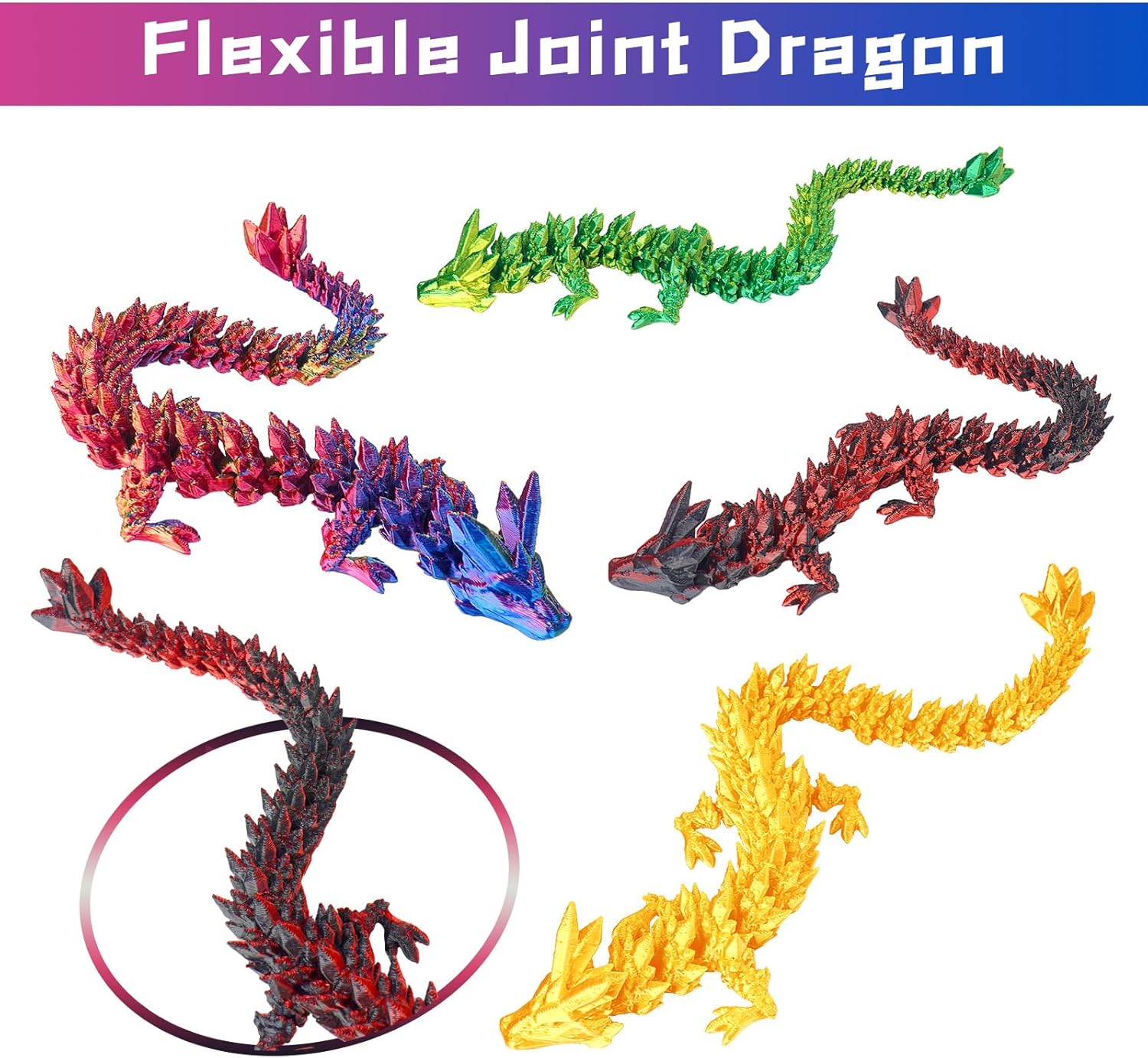 4 Pack 3D Printed Dragon Eggs with Dragon Inside Easter Basket Stuffers, Mini Mystery Crystal Easter Toys, Home Desk Decor Surprise Gift 3D Printed Animals Fidget Toys (B)