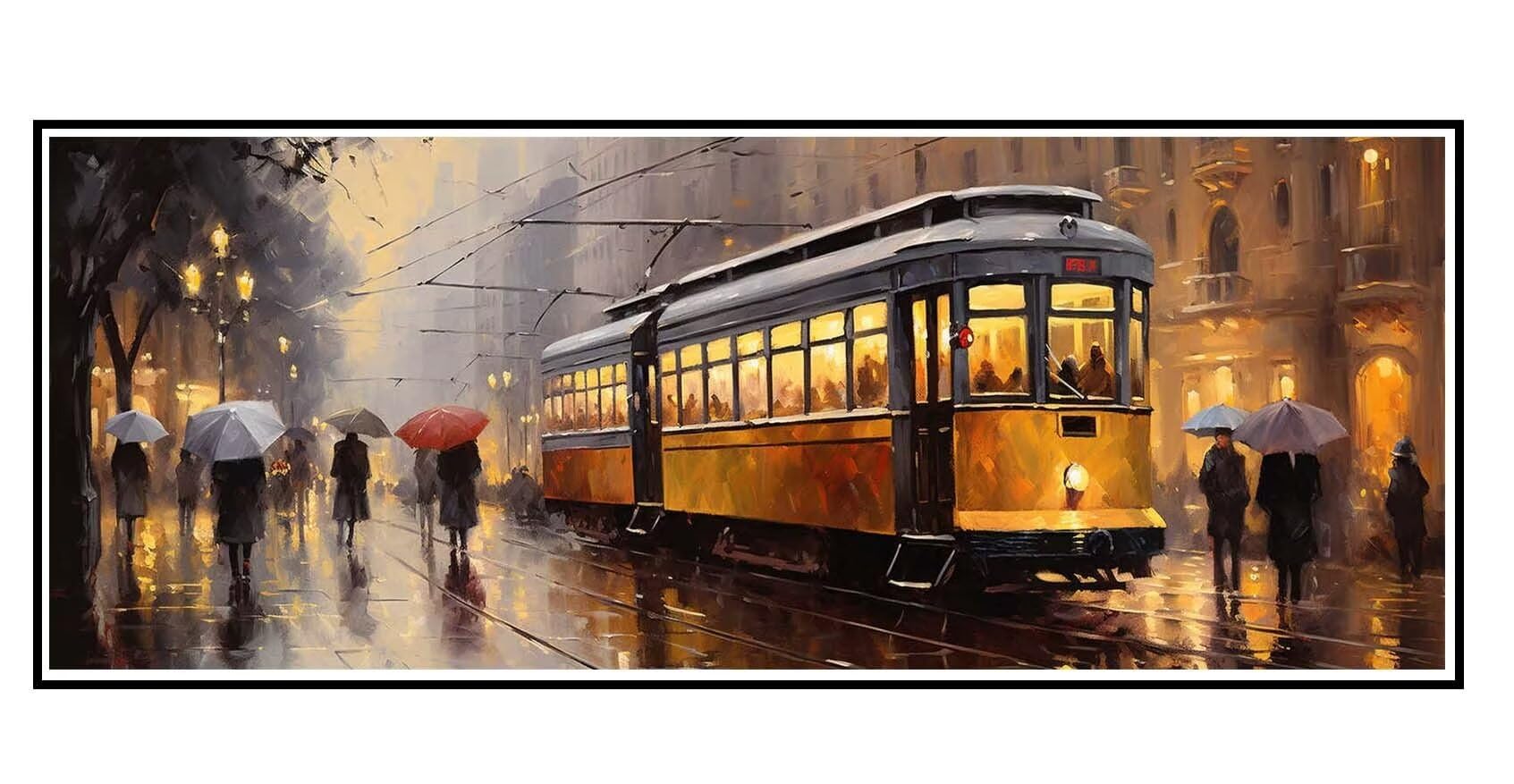 Diamond Painting Stadt Straßenbahn Diamond Painting Erwachsene Groß xxl 150 X 50cm, DIY Malen Nach Zahlen Erwachsene 5D Diamant Painting Bilder Kinder Crystal Arts für Wand Deko Aesthetic Gifts-f142