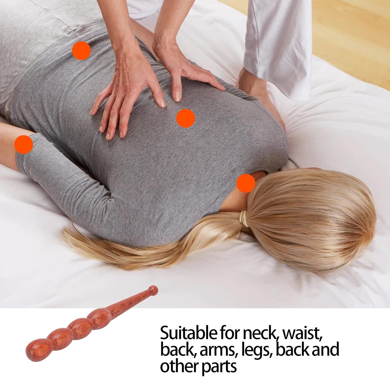 Wooden Foot Hand Massage Stick - Pain Relief and Reflexology Therapy Massager for Neck, Back, and Legs - Ergonomic, Portable, Durable Red Wood Design - Image 4