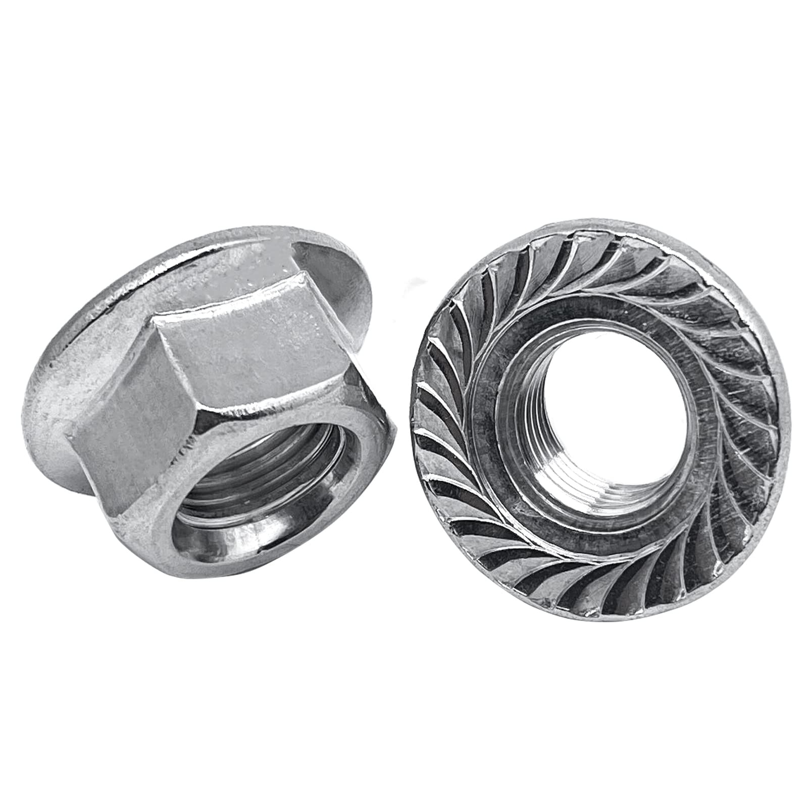 M10-1.0mm Thread Pitch 304 Stainless Steel Flange Nut Hex Lock Nuts,Fine Tooth(10pcs)