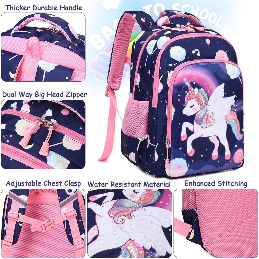 Meisohua Girls Backpack with Lunch Box 3 in 1 Set Kids Backpack for Girls Preschool Kindergarten Elementary School Backpack - Image 6