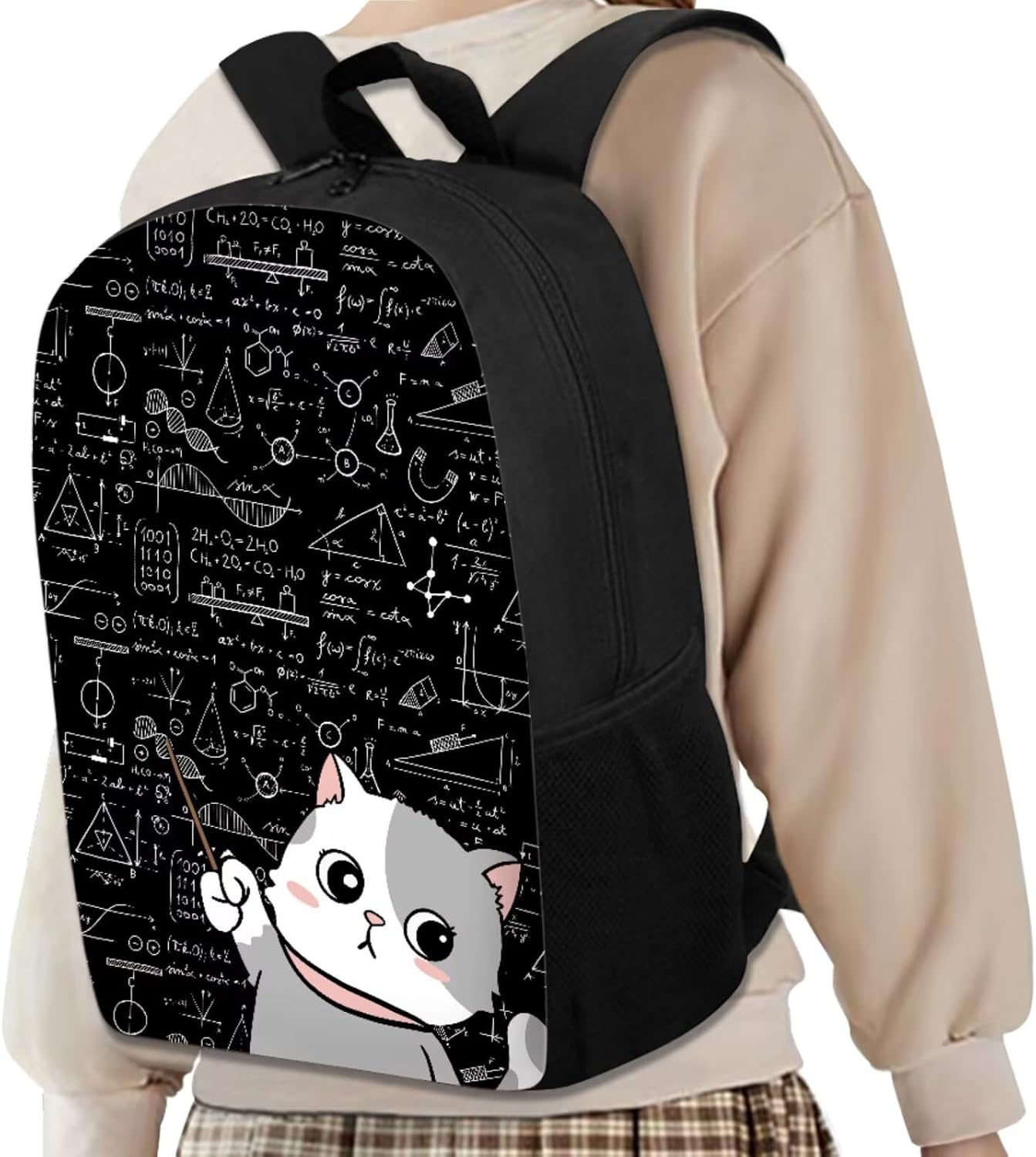 Cat Backpack for School Girls Backpack with Lunch Box and Kawaii Pencil Case 3 in 1 Cute Bookbag Set 17 inch Large Elementary School Bag with Side Pocket for Kids Casual Daypack Backpacks