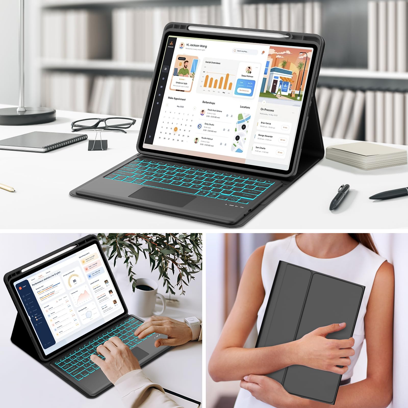 FOGARI Teclado con Touchpad para Redmi Pad Pro 12.1" 2024/Poco Pad 12.1" | Funda para Redmi Pad Pro 12.1 con Español Ñ Teclado Retroiluminado Desmontable con Trackpad para Xiaomi Redmi Pad Pro, Negro