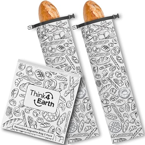 THINK4EARTH - Bolsas grandes para pan y baguette (blanco, bolsa de pan 2 unidades)
