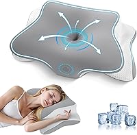 Vista 1 de JINXIA Almohada cervical cervical para dormir, almohadas de espuma viscoelástica inodoras y funda de enfriamiento, almohada ortopédica ergonómica