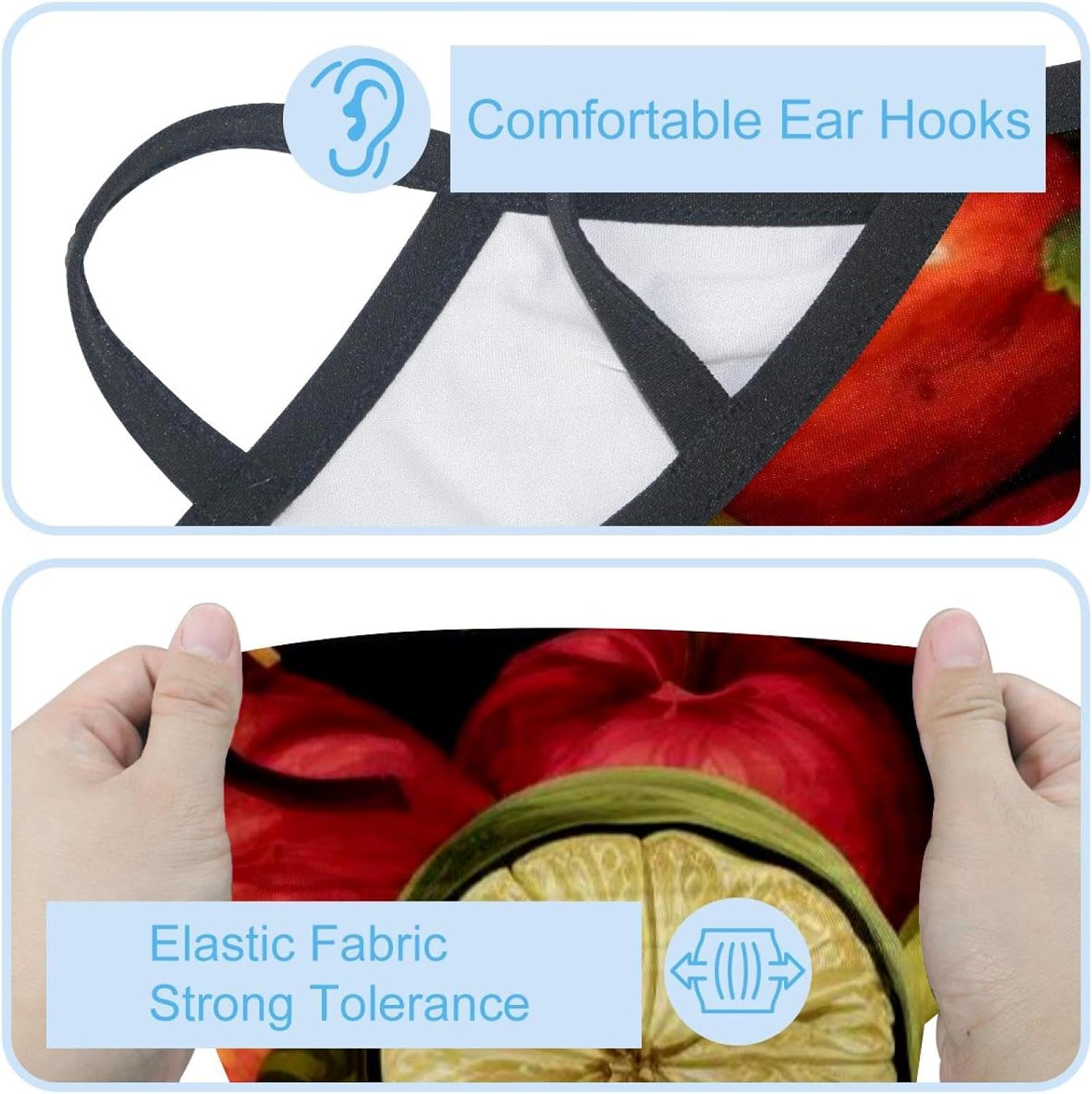 4 Pack Thanksgiving Fruit Fishing Neck Gaiter - UV Face Mask Sun Protection for Men & Women