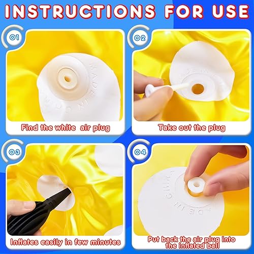Miniatura 5 de Lewtemi 3 bolas de tolva de lunares con asa para saltar y saltar pelota hinchable juguete con bomba de aire para relevos, carreras, juegos de