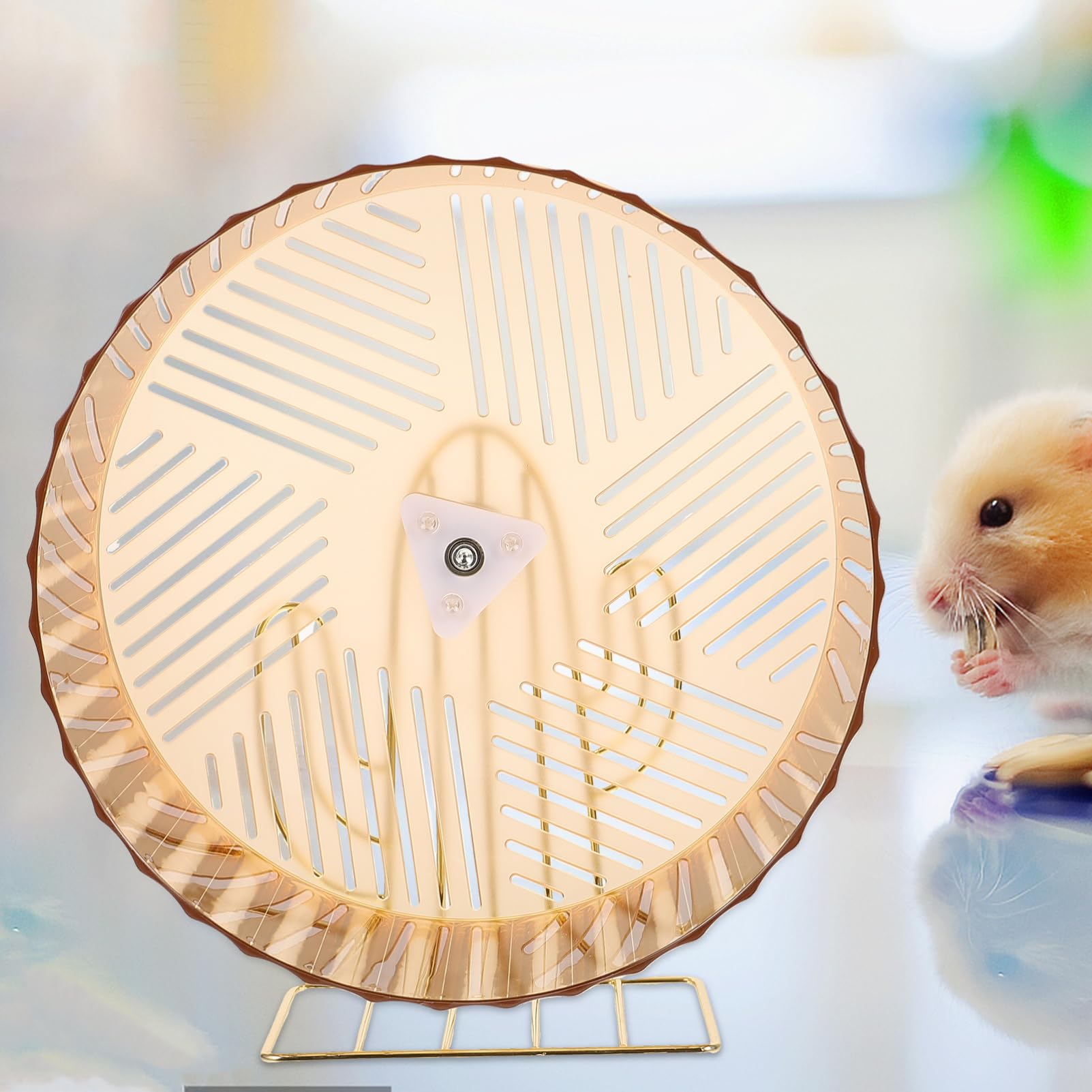 HANABASS Rueda de Hámster Soporte Estable y Diseño Silencioso, Juguete para Hámster y Chinchilla, Material Plástico y Aleación Adecuado para Jaula y Deportes de Mascota Color Aleatorio
