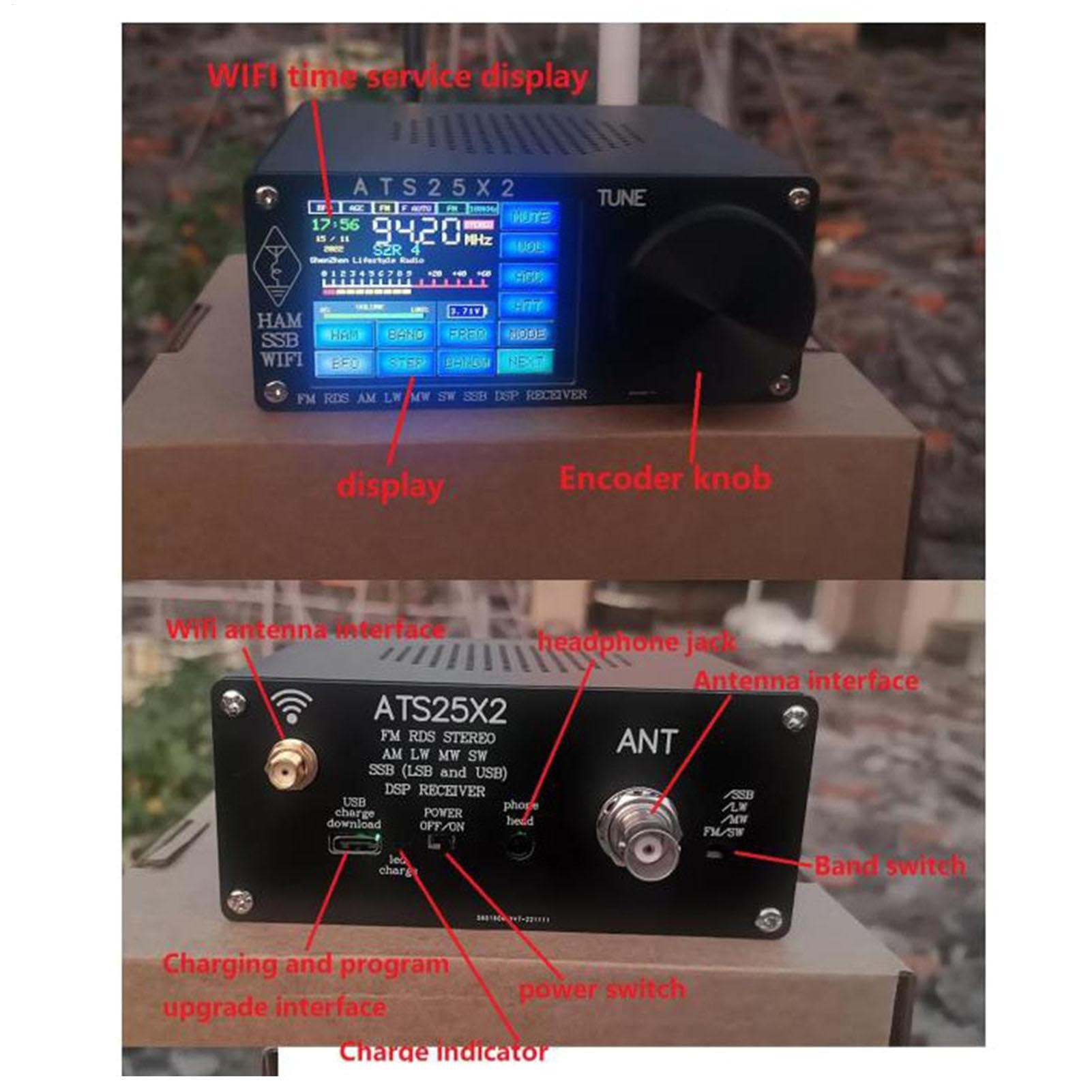 Radio Receptor DSP Pantalla Táctil Onda Corta AM Onda Larga DSP | Cobertura Completa De Frecuencia Potente Radio FM Estéreo DSP Multifuncional Portátil Con Batería Recargable Para Familias