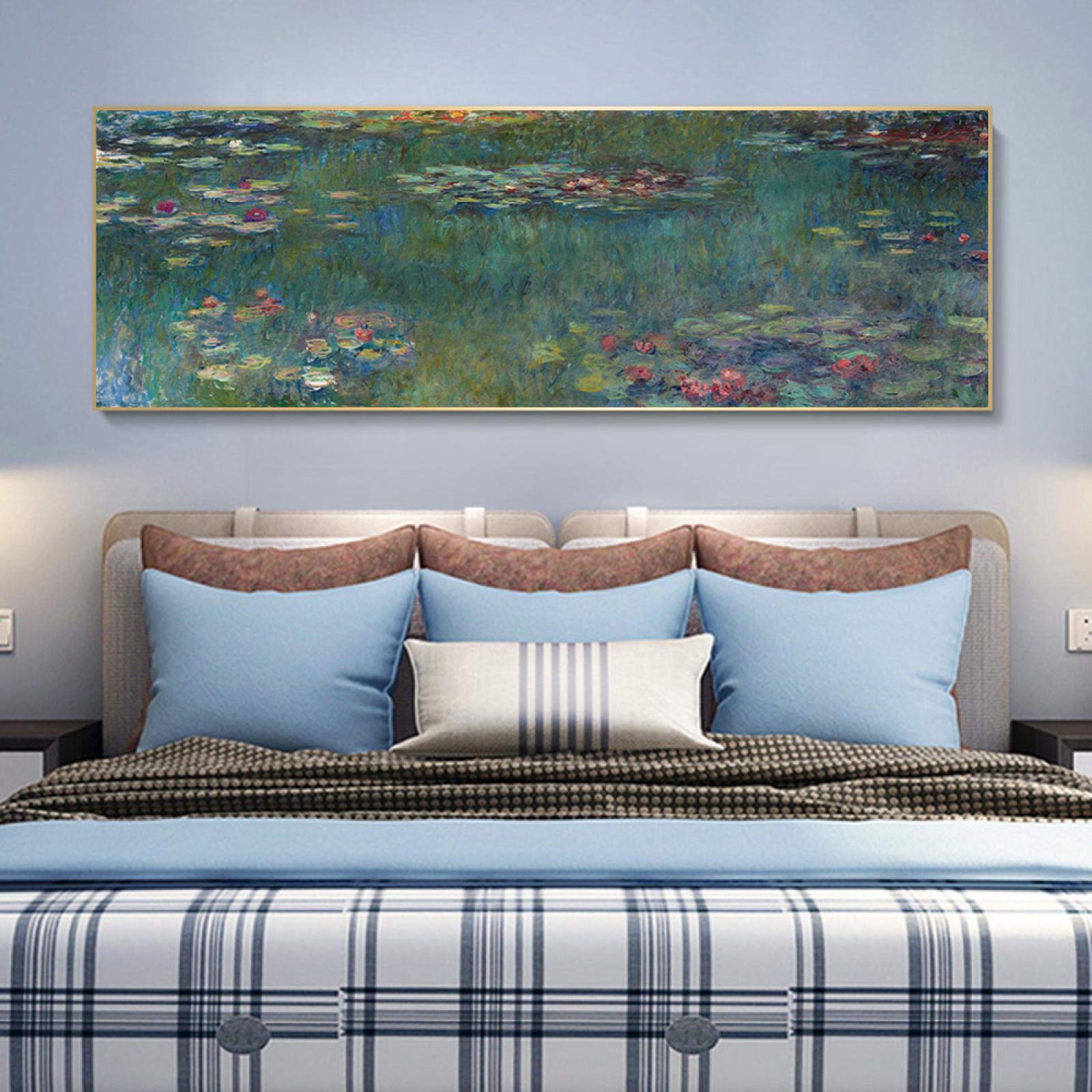 GEMMII Seerosen von Claude Leinwandbild XXL - Monet Berühmte Leinwand-Wandkunst, Poster und Drucke, impressionistische Kunstbilder, Wanddekoration, 60 x 180 cm, rahmenlos