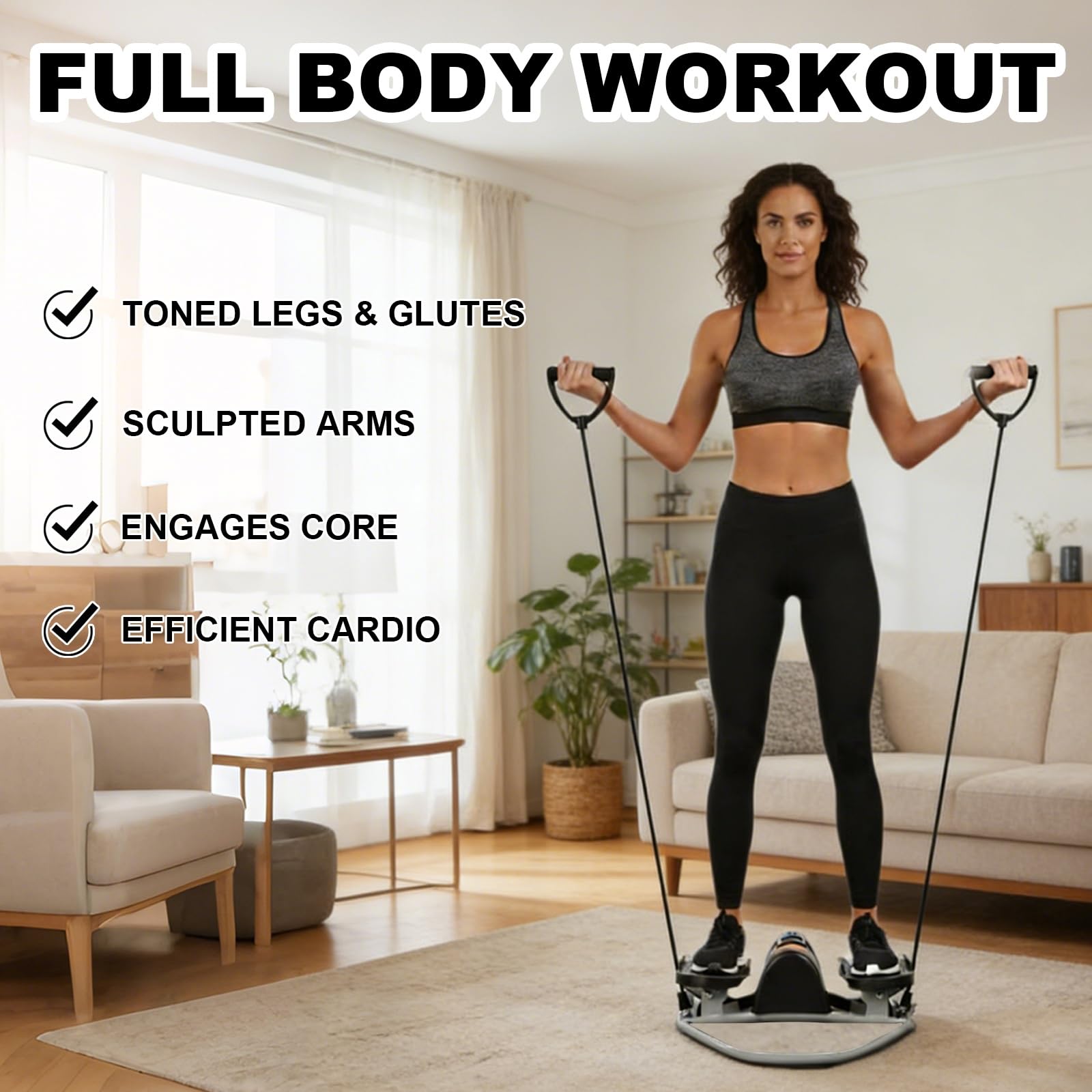 Stepper Oscillante - Stepper Con Movimento Laterale E Display Digitale, Fasce Elastiche per La Resistenza, Compatto E Silenzioso, Ideale per L'allenamento a Casa
