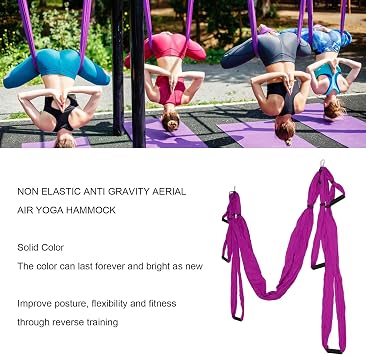 Yunir Aerial Yoga Swing Set, Swing Set for Home Outdoor, Polyester Cotton Adjustable Yoga Hammock, for Physical Exercise Improve Flexibility, With Carrying Bag