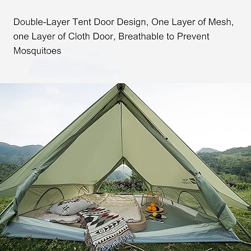 Miniatura 2 de Tienda de campaña grande de algodón para 2 a 3 personas, tienda de campaña familiar con campana, tienda de campaña tipo pirámide impermeable, UV50+