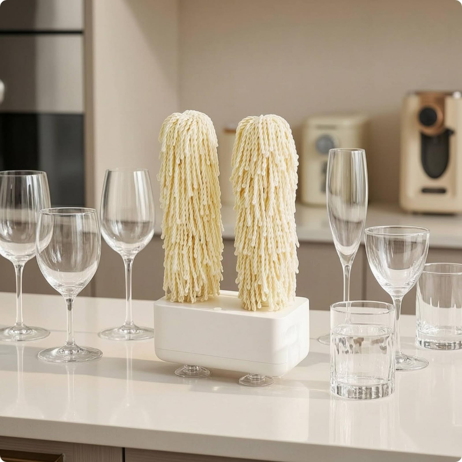 Abrillantador Copas Eléctrico sin Pelusas Pulidora Copas Vino Secado Rápido Máquina Pulidora Vasos para Invitados, Bar Doméstico, Cocina , Negro , Estándar