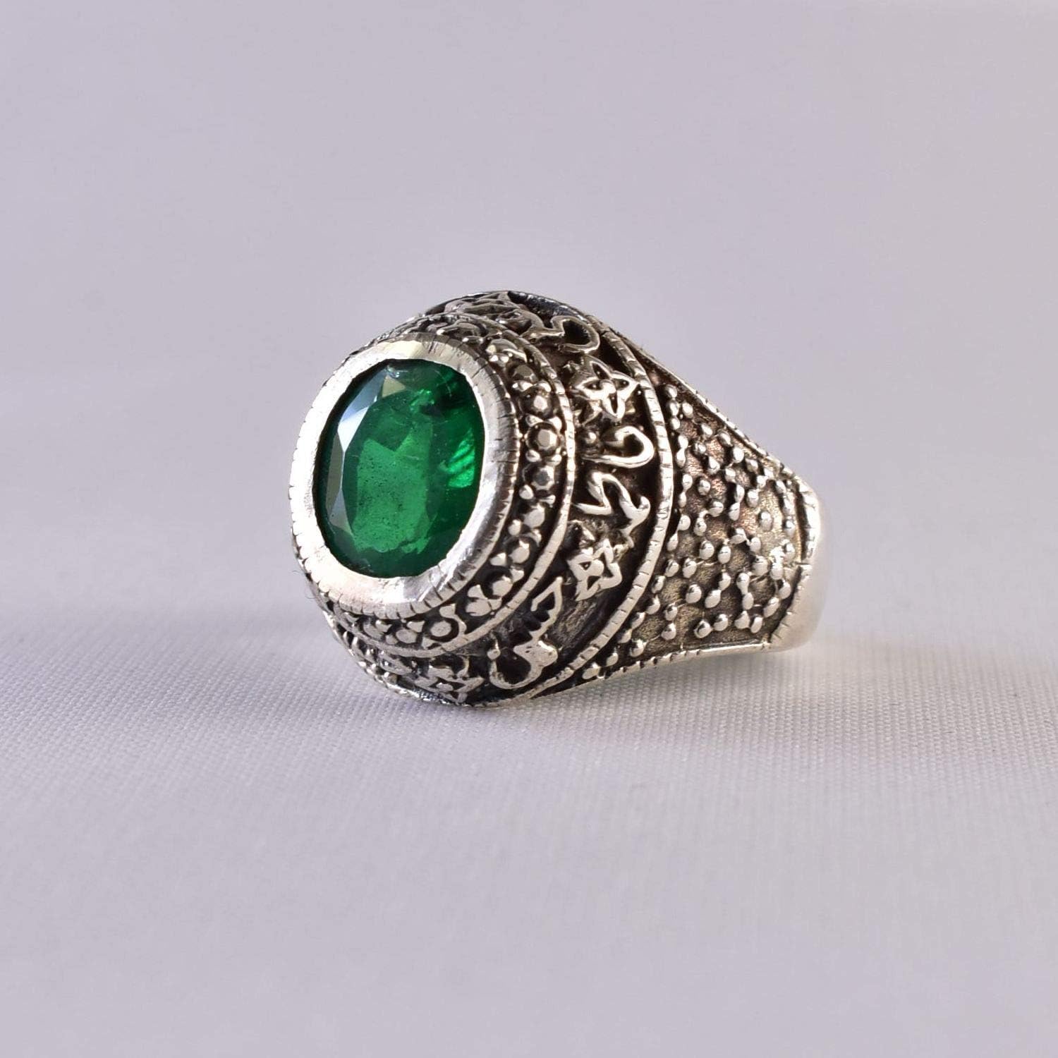 Handmade Emerald Rings | AlAliGems | Emerald Vintage Ring Green Real Emerald Stone | US Size 10