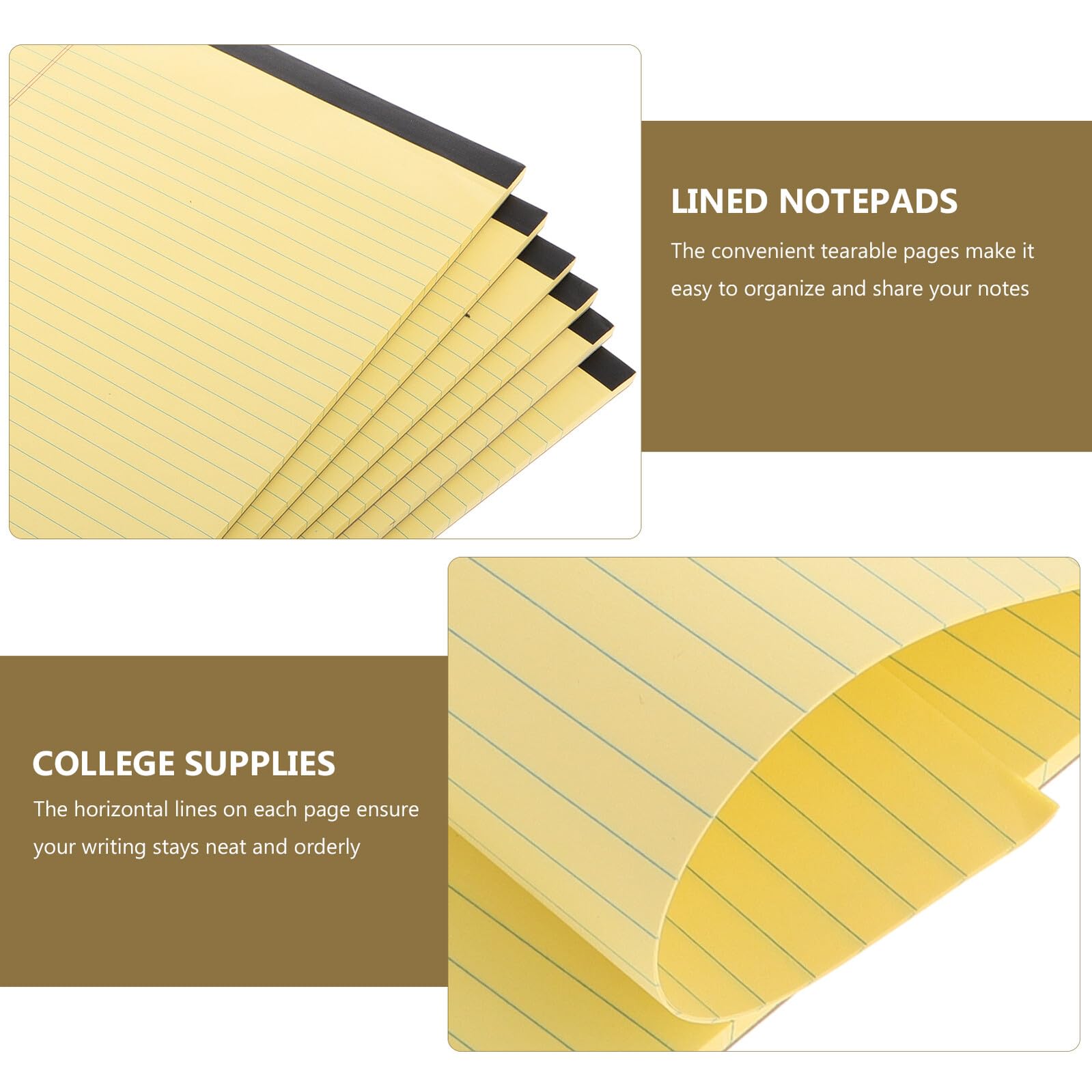 ABOOFAN Quaderno a Righe A4 Giallo 6 Pezzi Con Pagine Strappabili, Blocco Note Per Appunti Lavoro e Scuola, Quaderno Di Riunioni Con Sezioni Per Organizzazione Professionale