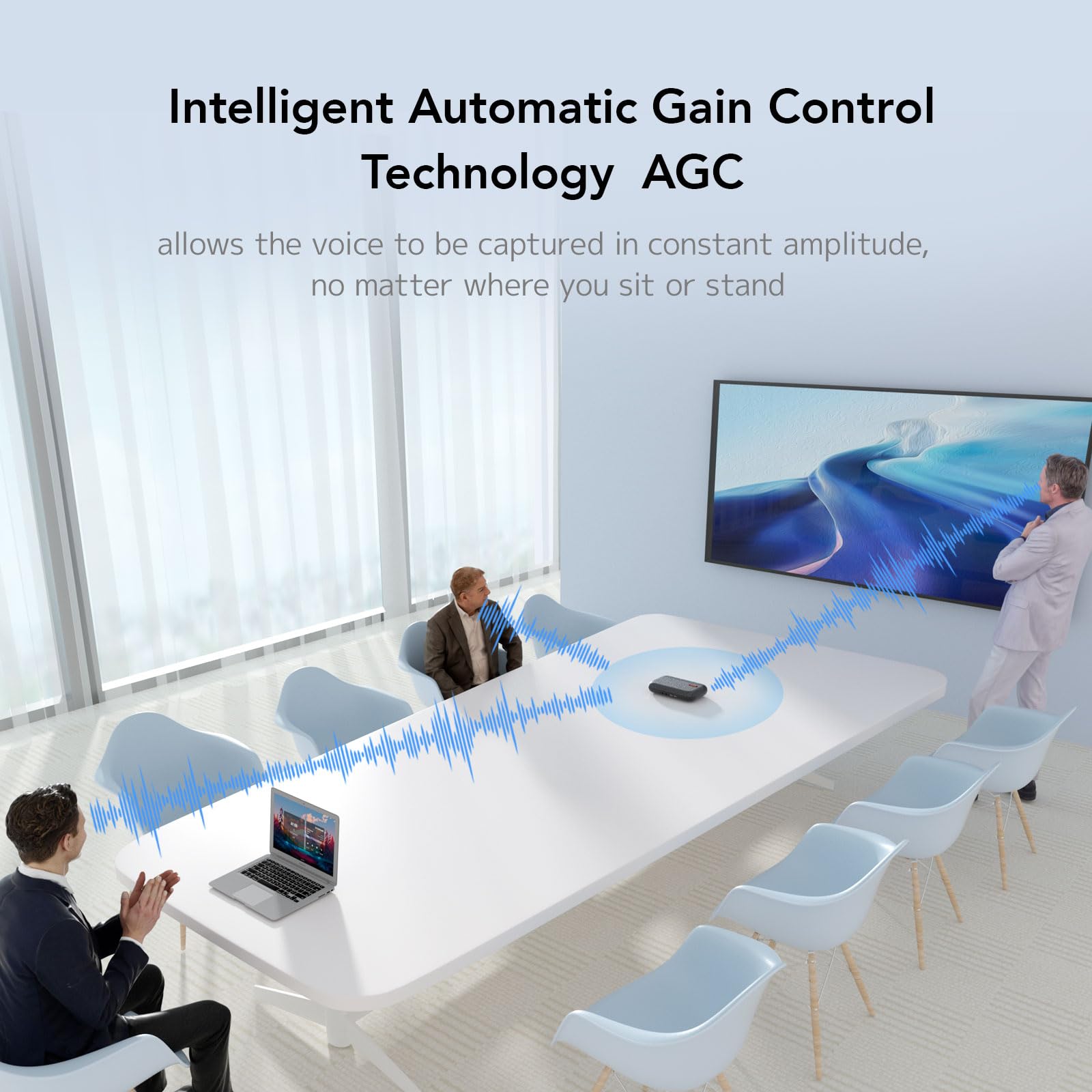 Nuroum A15 Altoparlante da conferenza Bluetooth con 4 microfoni, 360° con riduzione del rumore, riduzione del rumore, collegamento tramite Bluetooth/dongle/USB-A/C, per ufficio e home office, grigio