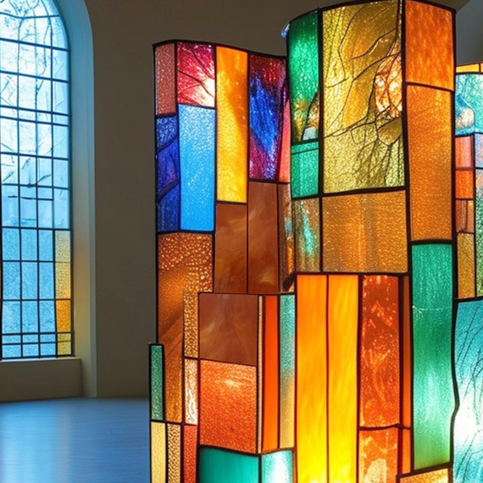 Gatuida Kit de Fabrication de Vitraux en Verre Marron, 10 Pièces, Matériaux pour Mosaïque, Usage pour Décorations d'Église, Détails Soignés