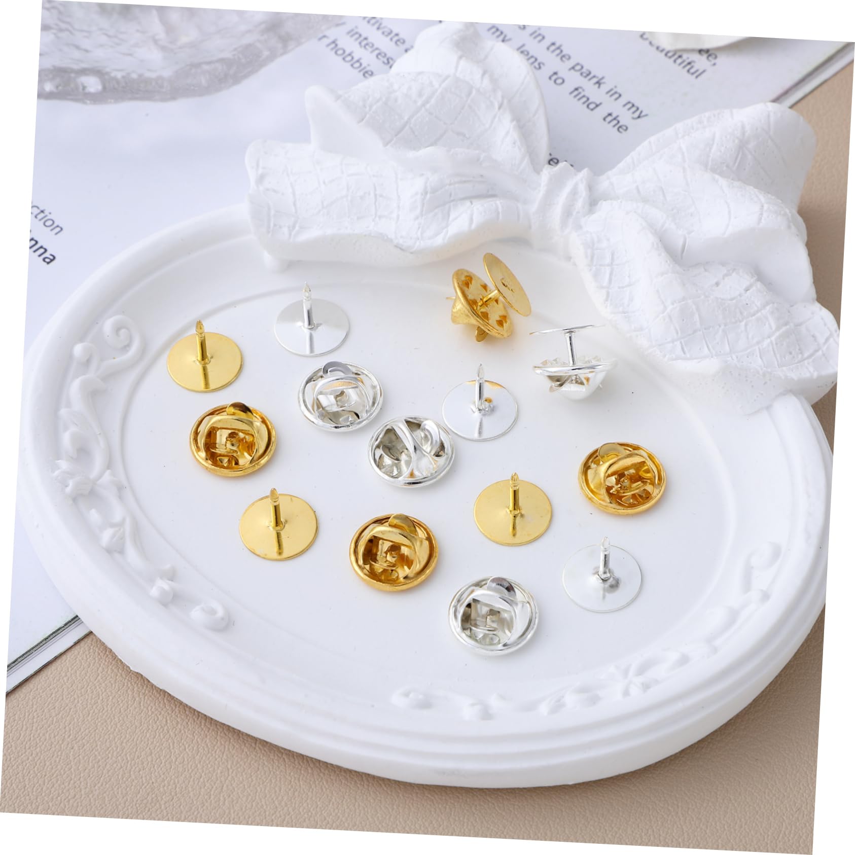 HOMSFOU 240 Sätze Diy Schmuck Anstecker Set Teilig Goldene Silberne Pins mit Federverriegelung für Bastelprojekte Anstecknadeln Robustem Gefertigt