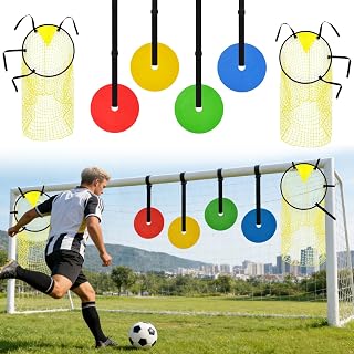 WelcometoHokoad 6-Pc Soccer Goal Target Set: Adjustable Strap Corner Nets & Targets for Football, Hockey, Lacrosse Shooting Accuracy Training