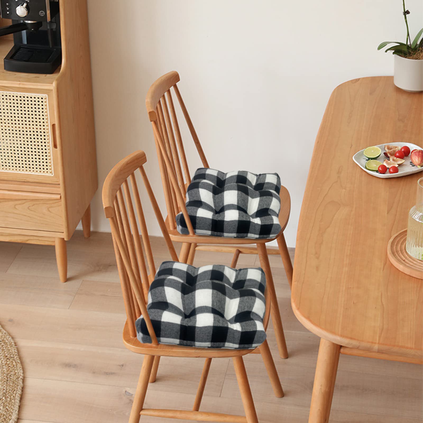 Juego De 2 Cojines Para Silla Negro Con Lazo - Tamaño 40x40 Cm, Tela Y Espuma Cómoda, Decorativos Para Interior Y Exterior